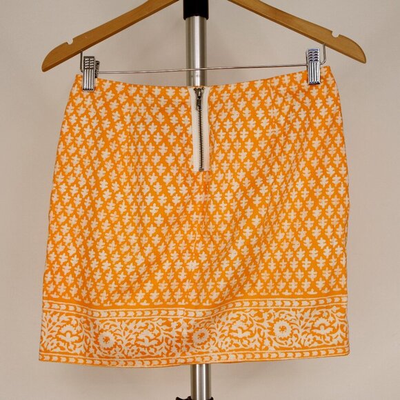 Sz 00- J. Crew Fctry Stretch Orange Boho Pattern Zip Up‎ Mini Skirt with Pockets - Picture 5 of 8